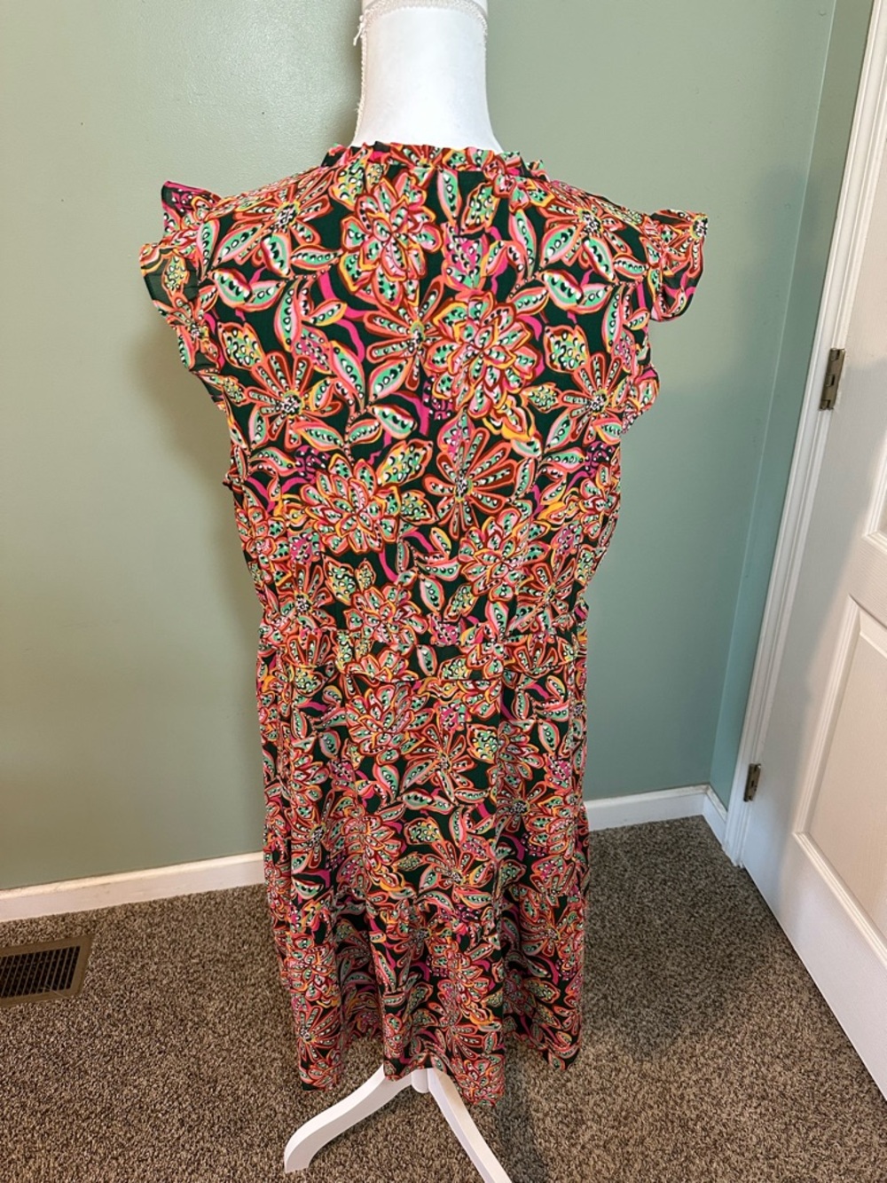 J.Crew Tropical Floral Ruffle V-neck Mini Dress Womens 16 - Picture 5 of 7